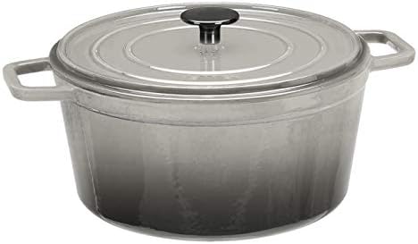 Amazon Basics Premium Enamelled Cast Iron Dutch Oven, 4.7 L - Deep Grey