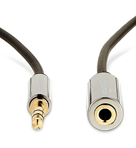 Image of Amazon Basics 10-Pack 3.5mm Aux Jack Audio Extension Cable, Male to Female, Adapter for Headphone or Smartphone, 6 Foot, Black