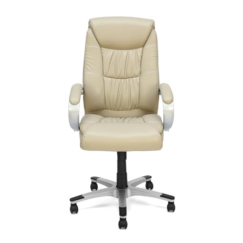 Image of Nilkamal Libra High Back Soft Leatherette Office Chair|Adjustable Height|Ergonomic Home Office| Beige