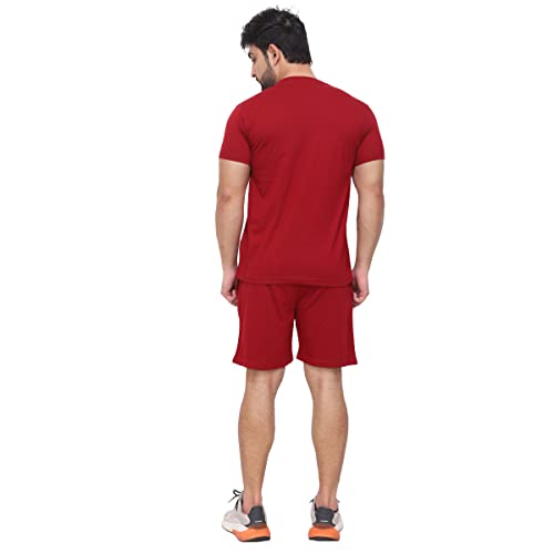 Image of D-GREEN Men's Basic Solid Cotton Round Neck Tracksuit for Athletics Jogging Gym and Sports