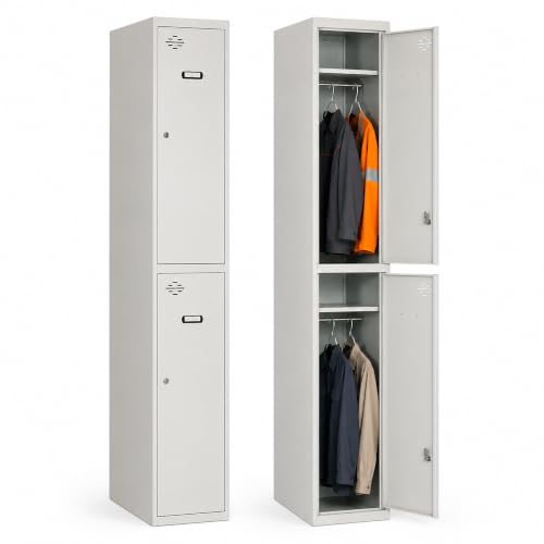 Simon Rack Taquilla Vestuario Metálica, 2 Puerta, Incluye Llave, 1800x300x500 mm, Gris - Simonlocker