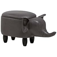 Beliani Modern Faux Leather Stool Storage Solid Wood Animal Dark Grey Elephant
