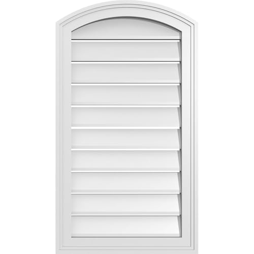 Ekena Millwork GVPAR18X3202SF Arch Top Surface Mount PVC Gable Vent, 18"W x 32"H, Factory Primed White