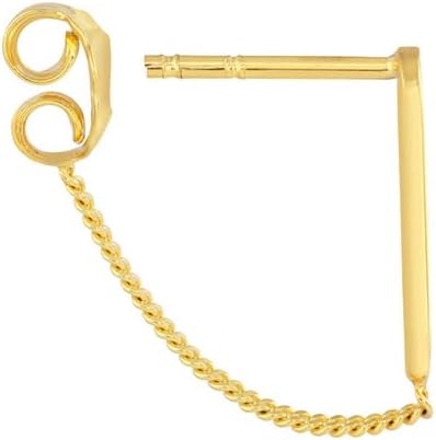 14k Yellow Gold Front To Back Paper Clip and Curb Earrings Clip on Earring for Women