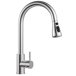 Wasserhahn Küche, INSTKEE Küchenarmatur mit 360° Schwenkbar Ausziehbar Hochdruck Küchenarmatur Einhand Spültischarmatur mit Hohem Lichtbogen, 100% Bleifrei und Nickelfrei