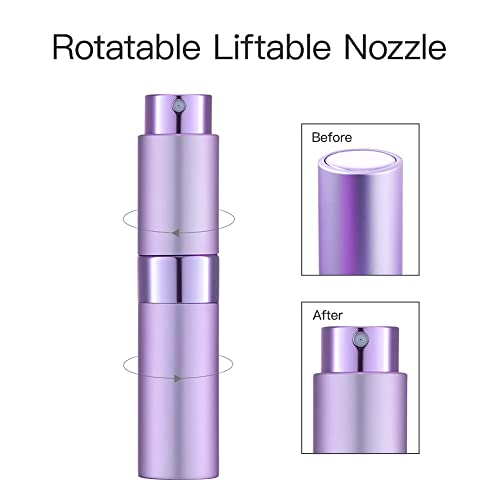 Image of 10ML Mini Perfume Atomizer Spray Bottle, Empty Refillable Glass Travel Cologne Sprayer for Men & Women with Refill Tools (Purple-1)