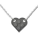 Herz Halskette LEGO® Schlüsselanhänger, Herz, für die Hochzeit oder zum Valentinstag, Dunkelgrau