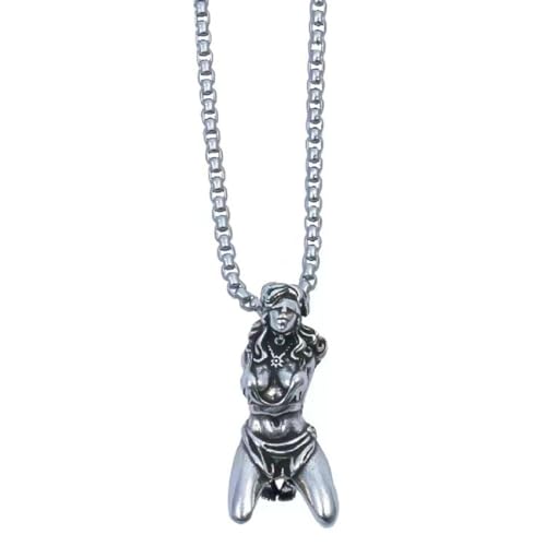 Caiduoduo Vintage Silber Farbe Metall Pow Sklave Statue Anhänger Herren Persönlichkeit Charme Pullover Halskette Einzigartiges Geschenk Caiduoduo Vintage Silber Farbe Metall Pow Sklave Statue Anhänger Herren Persönlichkeit Charme Pullover Halskette Einzigartiges Geschenk