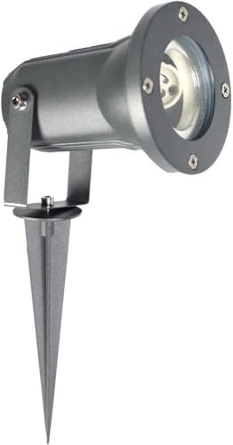 TEKHOME Faretto da Giardino con Picchetto GU10 IP65 60W, Lampada da Terra per Esterni in Alluminio, Orientabile, per Giardino, Vialetto, Terrazza – Nero/Grigio/Bianco ES12 (GRIGIO)