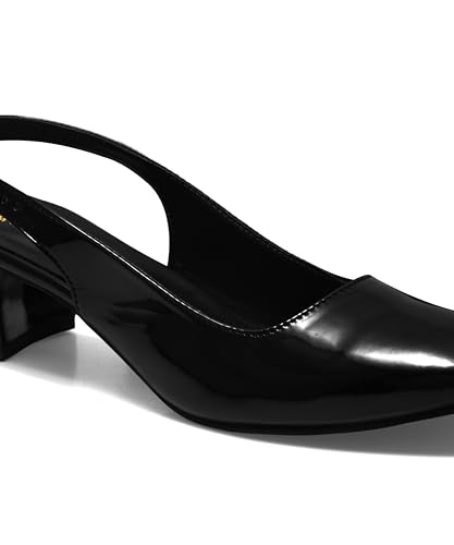 Image of JM LOOKS Women's Slingback Closed Toe Block Chunky Low Heel Pumps - 2. Inches Office Wedding Party Dress Shoes