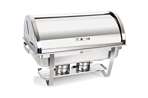 joycraft CDS-09 Chafing-Dish Speisewärmer - Edelstahl Warmhaltebehälter für Buffet und Catering - 9 L Fassungsvermögen - Speisewanne, Wasserbad, abnehmbarer Rolldeckel, Standfuß & 2 Brenner Cover