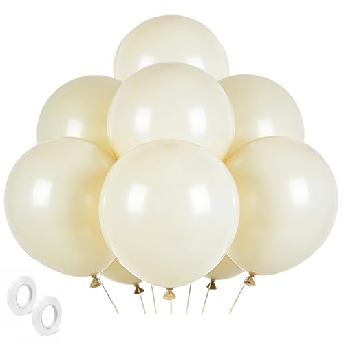 Image of Cream Balloons 30 Pack 18 inch Latex Party Neutral Round Beige Sand White Balloons for Birthday Wedding Baby Shower Gender Reveal Party Decoration