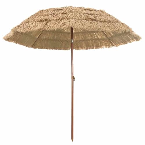Tidyard Strandparasol Braun Ø 265 x 267 cm Stahl, Gartenschirm Marktschirm Kurbelschirm für Garten Gastronomie Pool42006675