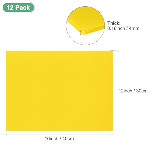 Image of M METERXITY 12-Pack Corrugated Plastic Sheets, 12 Inch x 16 Inch Waterproof Blank Corrugated Poster Board Yard Signs for Garage Sale /Office /Classroom /Party /Lawn Sign Road [4mm Thick, Yellow]