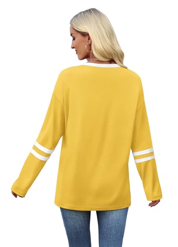 Image of Sampeel Long Sleeve Shirts for Women Color Block Casual Tops Fall Outfits 2026 Basic Tees Trendy Spring Clothes