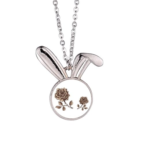 Collier lapin rose marron antique : le cadeau poétique idéal