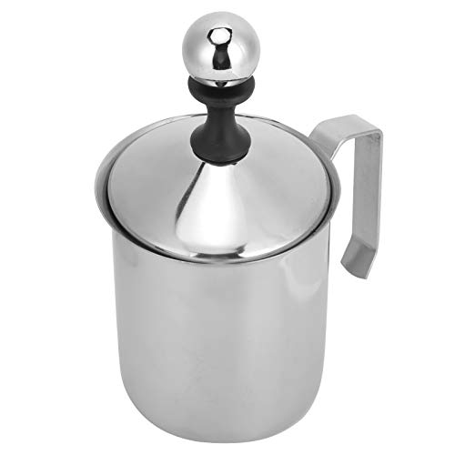 400cc 304 Stainless Steel Manual Milk Frother Mixer for Coffee Latte Art Silver Ergonomic Design anti skid sturdy