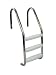 Aqua Select Three Tread Stainless Steel Pool Ladder | Entry and Exit System for In-Ground Swimming Pools | 250 Pound Capacity | 1.90-Inch Outer Diameter | with Non-Slip Plastic White Steps