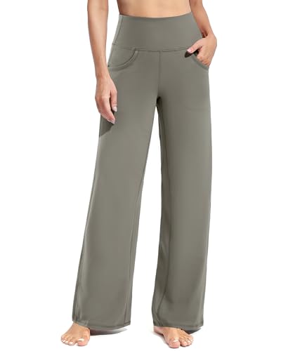 Image of Promover Wide Leg Pants Woman Yoga Pants with Pockets Stretch Loose Casual Lounge Sweatpants Petite /Regular /Tall