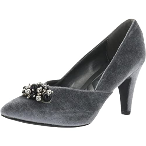 Bellini May Women's Velvet Memory Foam Pearl Embellished 3 Inch Dress Pump