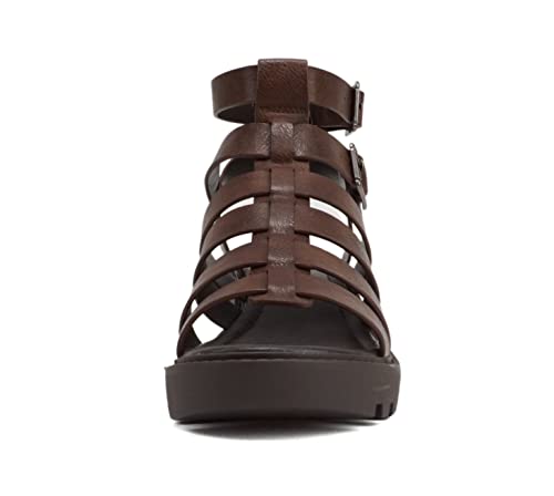 Image of Soda inchRebirth inch ~ Women Open Toe Fisherman Multi Strap Buckle Lug Sole Low Block Heeled Sandals