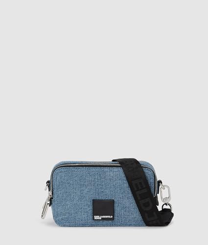 Jeans Karl Lagerfeld Donna Borsa Per Fotocamera Con Logo A Scatola Denim, Blu, One Size
