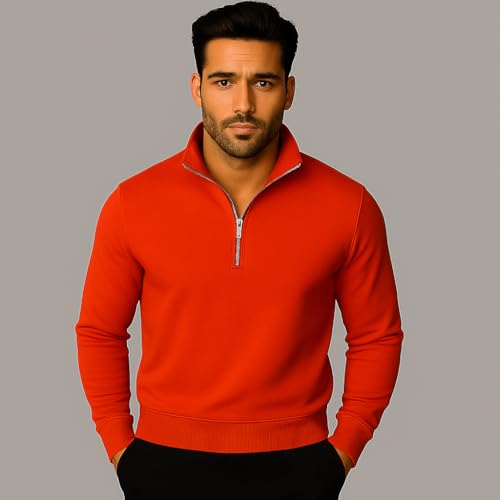 Image of Mack Jonney Men's Fleece Half-Zip High Neck Sweatshirt | Warm & Stylish Winter Wear -M4380