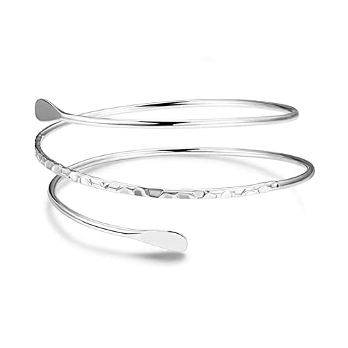 Brazalete de aleación en espiral para la parte superior del brazo, brazalete de brazalete egipcio para mujer, accesorio de disfraz egipcio para mujer, color dorado y plateado, joyería minimalista para