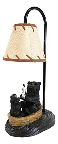 Ebros Gift Black Bear Fishing Canoe Table Lamp #TOP29