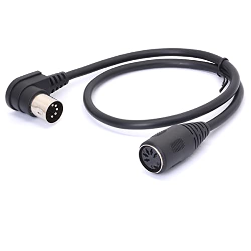 MIDI 5-Pin DIN 90 Degree Male Plug to Female Socket Audio MIDI/AT Cable | Right Angle MIDI Din Extension Cable for MIDI Keyboard Synthesizer, Organ, Electric Piano, MIDI Guitar (50 cm/1.6 FT)