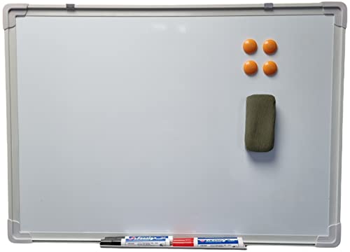 Large Whiteboard Office School Magnetic Dry Wipe Drawing Memo Notice Board with 2 Pens and Magnets (600 x 450 mm)