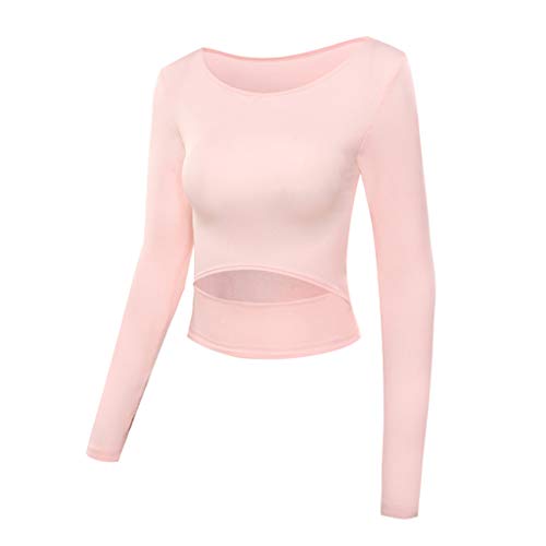zrshygs Women Gym Yoga Crop Tops Shirts Long Sleeve Workout Fitness Running Sport T-Shirts Training Sportswear