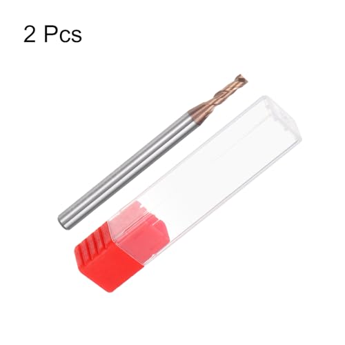 Image of uxcell 2pcs 2.5mm Dia 4mm Shank Square Nose End Mill 2 Flutes HRC55 Carbide AlTiN Coated CNC Router Bits Cutter Tools for End Milling CNC Machining