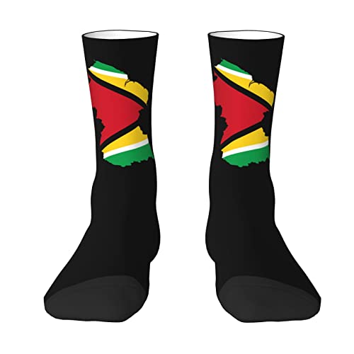 CUTEDWARF Guyana Flag Map Athletic Socks Adult Casual Mid Tube Sock Warm Cozy Cushion Sockings