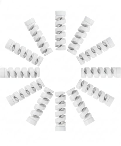 Image of skysia Spiral Cable Charger Protector Wire Protector - Data Cable Saver, Earphone Cable Cover, Cords Protective Wire Winder Sleeve Charger Cover (White End Guard (12 Pcs))