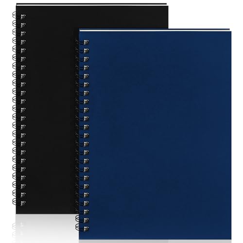 Image of Yahenda 2 Pcs Spiral Notebooks, 1 Subject, Wide Ruled, Black, Deep Blue