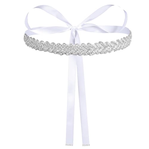 Bridal Rhinestone Waist Belt for Women, Wedding Bling Crystal Sash Belt Glitter Ribbon Belts for Bride Women Jeans Dress