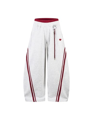 Aelfric Eden Stripes Baggy Barrel Sweatpants Elastic Double Waist Wide Leg Pants Women Men Casual Y2K Unisex Lounge Trouser Grey S