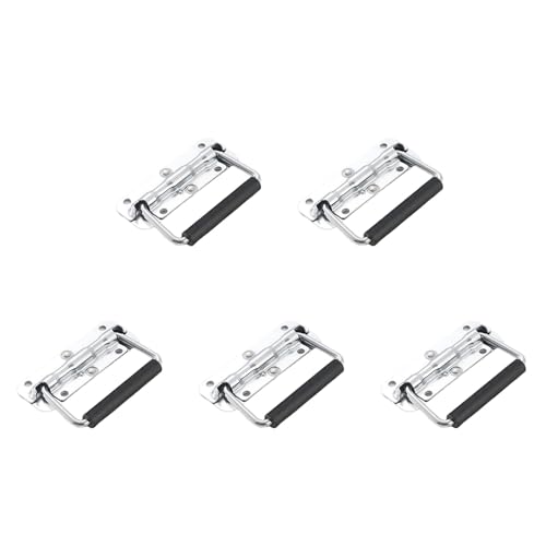 BinZyronic 折りたたみハンドル 5個セット ? スプリング式収納ボックス用頑丈取っ手 省スペース設計でキャビネットにも設置可能 (E)