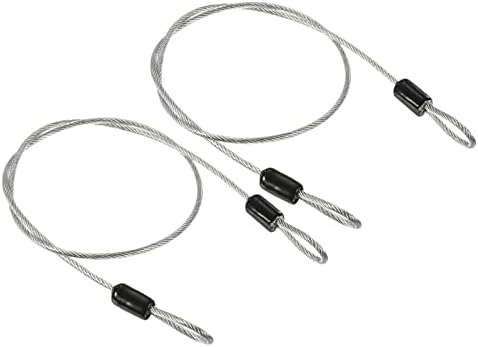 PATIKIL Security Steel Cable 2.5mm x 0.5m/1.64ft Coated Luggage Lock Wire Rope with Double Loop Black 2 Pack