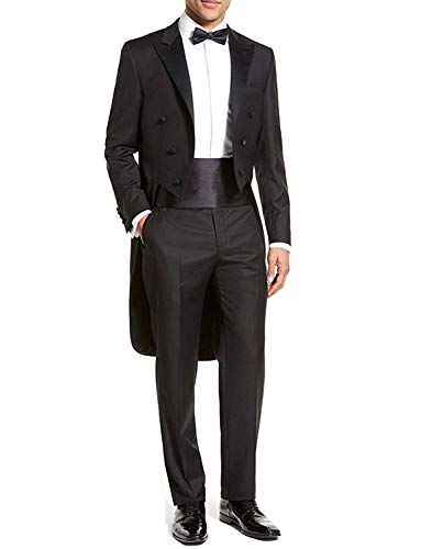 Costume queue d'hirondelle noir pour mariage prestigieux et soirées de gala habillées