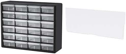 Akro-Mils 24 Cabinet 10724, Plastic Parts Storage Hardware and Craft Cabinet, Black 40717 Length Dividers for Plastic Storage Hardware and Craft Cabinet Large Drawers, Clear, Black
