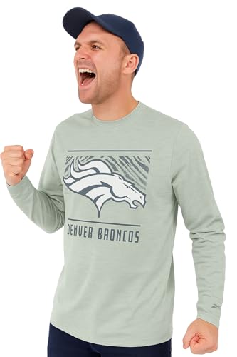 Zubaz NFL Men's Tunnel Graphic Heather Gray Long Sleeve T-Shirt, Denver Broncos, 3X-Large