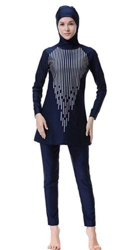 Maillot de bain musulman femme 3 pièces bleu marine en taille 42-44 pour burkini couvrant