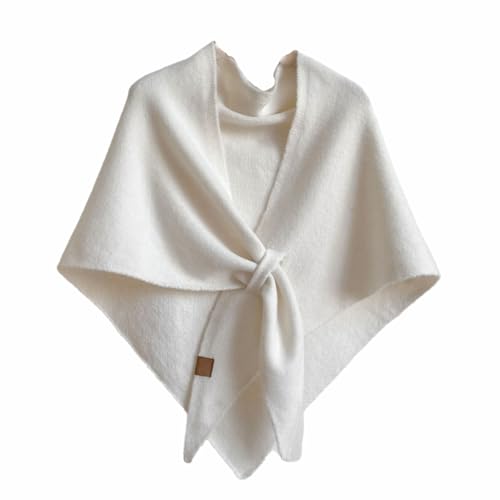 Murou Fashion Shawl, 2025 Womens Solid Color Triangle Knitted Shawl Scarf with Loop Closure Stylish Versatile