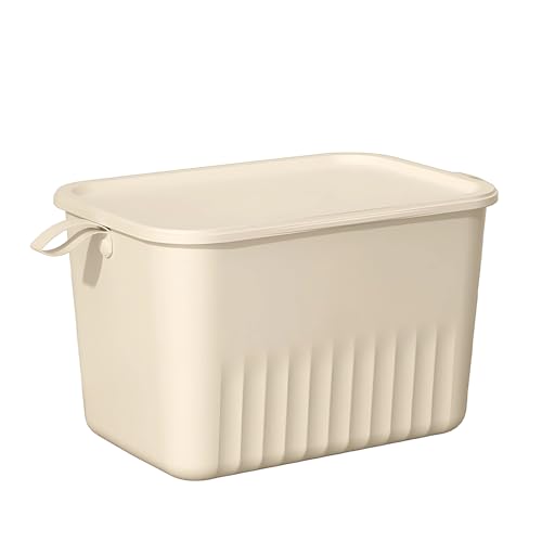 Image of KREPS Multi Purpose Plastic Storage Bins Stackable Organizer Boxes with Lids, Stackable Crates for Home & Kitchen, items like books, clothes, snacks, toys. (Pack Of 1, Large - 35 X 24 X 22 CM)