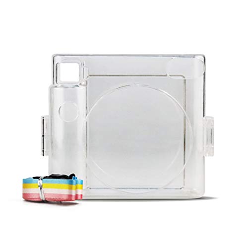 HelloHelio Transparente Sofortbildkameratasche aus Hartplastik für Fujifilm Instax Square SQ1 Sofortbildkamera - mit abnehmbarem Trageriemen Cover