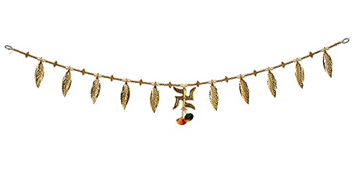 Image of Swsastik Golden Leaves Hanging Toran Main Door Garlands Handmade Bandhanwar Door Entrance Hanging HomeTraditional Wall Decoration Diwali Decoration Diwali Gift