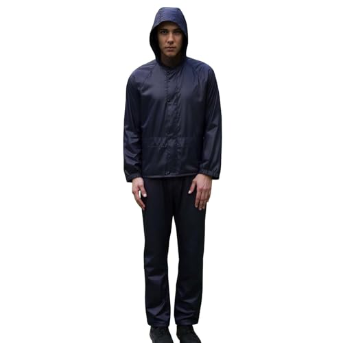 Tenue de Pluie Homme Réfléchissante Combinaison de Pluie Homme Manteau Veste + Pantalon Impermeable Ensemble 2 Pieces Trench Capuche Surpantalon Imperméable Vêtements Imperméables de Moto Velo