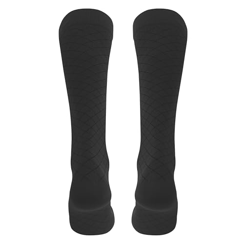 Image of Truform Pattern Compression Socks, 8-15 mmHg, Men & Women's Diamond Knit Dress Socks, Knee High Over Calf Length, Charcoal, Medium